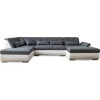 Lisa Design VERMONT, Wohnlandschaft 7-Sitzer Ecksofa in U-Form, XXL, links , Weiß und Grau - Grau/Weiß