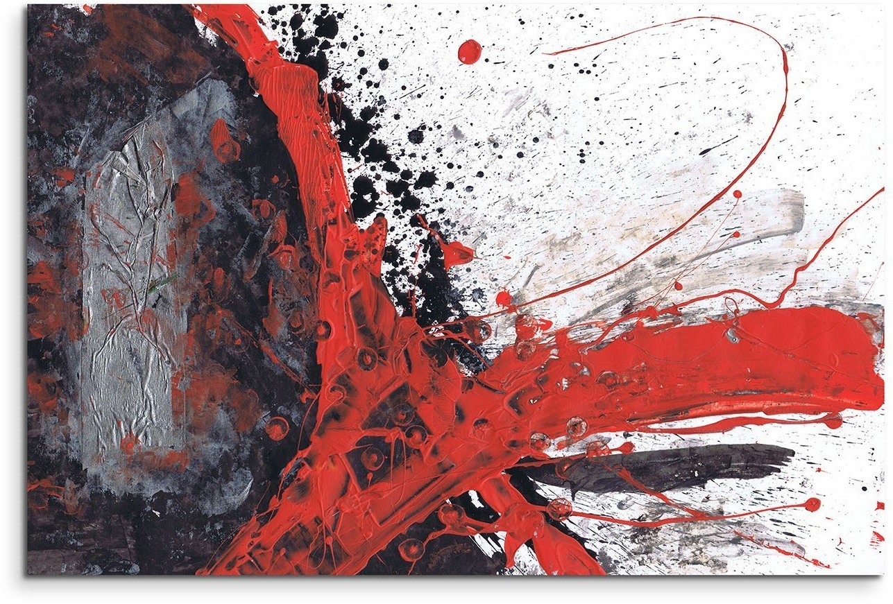 Paul Sinus Art 120x80cm Leinwandbild Leinwanddruck Kunstdruck Wandbild rot schwarz grau weiß gemalt