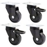 Wagner Design - 3C - Lenkrollen/Transportrollen/Möbelrollen 4tlg Set - schwarz, Softlauffläche, Durchmesser Ø 50 mm, 2 Rollen ohne 2 mit Feststeller, Kugellager, Tragkraft 50 kg 02225204