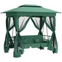 VidaXL Gartenpavillon mit Hollywoodschaukel Grün Stoff & Stahl