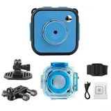 Kinderkamera, 1080P HD-Videokamera für Kinder, 17,2 x 10,3 x 6 cm, für Unterwasser-Selfies, Schwimmen, Strand, für Kinder (blau)
