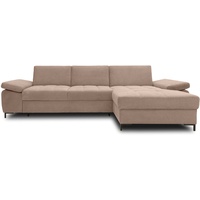 DOMO. Collection Curacao Ecksofa, Eckcouch mit Federkern, Sofa mit Armlehnfunktion in L-Form, Coffee, 297 x 160 cm