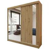 Beautysofa Schiebetürenschrank GAJA II mit Schubladen, Spiegeln und Kleiderstange 200 cm