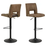 AC Design Furniture Sonia Barhocker 2er Set, H: 115 x B: 41,5 x T: 52 cm, Hellbraun/Schwarz, Stoff/Metall, 2 Stk.