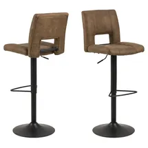 AC Design Furniture Sonia Barhocker 2er Set, H: 115 x B: 41,5 x T: 52 cm, Hellbraun/Schwarz, Stoff/Metall, 2 Stk.