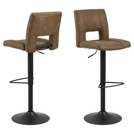 AC Design Furniture Sonia Barhocker 2er Set, H: 115 x B: 41,5 x T: 52 cm, Hellbraun/Schwarz, Stoff/Metall, 2 Stk.