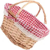 Ciieeo Pastoral Stil Geflochtener Picknickkorb Leichter Tragbarer Weidenkorb Multifunktionaler Aufbewahrungskorb für Snacks Dekoration und Foto Requisiten Kleiner Korb für Zuhause