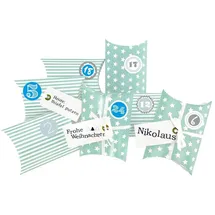 Frau Wundervoll DIY Adventskalender Christkind zum Befüllen türkis Sterne und Streifen