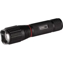 EMOS Taschenlampe, Schwarz: Aluminium, 230 lm, 3x AAA, Fokus, COB LED+LED Metall-Taschenlampe P3111,