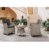 Destiny Balkonset LUNA MALAGA 2 Sessel, 1x Beistelltisch, inkl. Auflagen), Aluminium, Polyrattan weiß