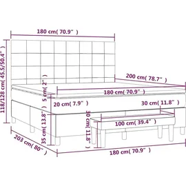 vidaXL Boxspringbett mit Matratze Dunkelblau 180x200 cm Samt