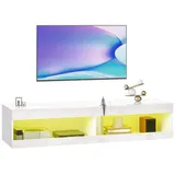 Homcom Hängendes TV Lowboard 140 x 40 x 30 cm Hochglanzweiß MDF