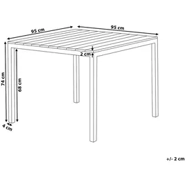 Beliani Gartentisch Beige und Weiß Kunstholz Quadratisch 95 x 95 cm für 4 Personen Modern Balkon Terrasse Outdoor Garten Ausstattung