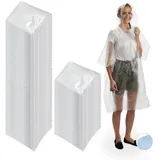 relaxdays Regenponcho 100 x Regenponcho transparent weiß