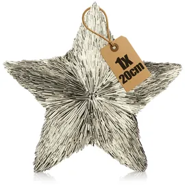 COM-FOUR Deko-Stern 3D aus Kunststoff metallisch glänzender Dekostern - Klassische Dekoration für Winter und Weihnachten - ca. 20cm (1x champagnerfarben)