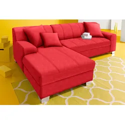 Ecksofa INOSIGN "Turah incl. Zierkissen, moderne Steppung, auch in Leder", rot, B:239cm H:75cm T:82cm, Sofas, wahlweise mit Bettfunktion, Schlafsofa, B/T/H: 239/152/75 cm, L-Form, Topseller