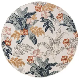 benuta Outdoorteppich, Creme, Kunststoff, Floral, Rund, 320x320 cm, wasserabweisend, Teppiche & Böden, Teppiche, Outdoorteppiche