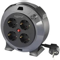 Sygonix SY-5806896 Kabeltrommel 5 m Schwarz Schutzkontakt-Stecker