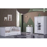 JVmoebel Schlafzimmer-Set, Kleinkind Kinderzimmer Schlafzimmer Bett Kommode Weißer Kleiderschrank weiß