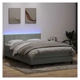 vidaXL Boxspringbett mit Matratze Hellgrau 160x220 cm Samt