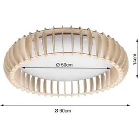 Trio Monte 1 LED Deckenleuchte 60 cm Holz Kunststoff weiß