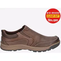 Hush Puppies Jasper Leder Herren Slipper Memory Foam Turnschuhe Brown
