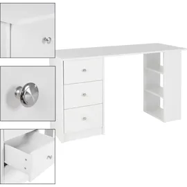 ML-Design Schreibtisch mit Schubladen und 3 Aufbewahrungsregale, Stauraum, Weiß, 120x49x72 cm