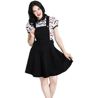 Hell Bunny Dakota Denim Pinafore Rockabilly Pinup Kleid - Schwarz (6XL) - 6XL