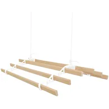 MonsterShop 0.9m Weißfarbener 6-Latten-Wäscheständer mit Deckenrollen