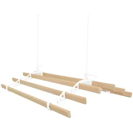 MonsterShop 0.9m Weißfarbener 6-Latten-Wäscheständer mit Deckenrollen