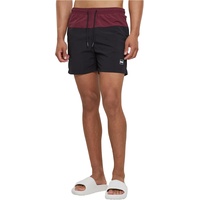 URBAN CLASSICS Block Swim Shorts Badehose für Männer, schnell trocknend, cherry/black, XL