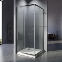 Duschkabine Eckeinstieg 100x80 Cm Duschwand Mit Doppel Schiebetür, 6mm Esg Sicherheitsglas, Schiebetüren Glas Komplett Dusche Chrom Duschabtrennung Höhe 185cm
