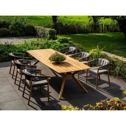 Traditional Teak Set Carmen, Marcella III - Das Set besteht aus: 1 x Tisch Carmen Teakholz, 6 x bzw. 8 x Stapelsessel Mar...