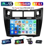 ESSGOO Autoradio 9'' 64G Android 15 passend Yaris XP90 2005-2012 Carplay Navi Autoradio (RDS, 4+64GB(optional), Digitalradio (DAB), DAB (optional), FM, SWC, Apple Carplay Android Auto GPS Navi WIFI BT EQ) schwarz