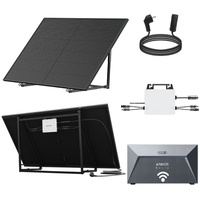 EPP.Solar Solarmodul 850W Balkonkraftwerk integriertem WiFi Wechselrichter mit Halterung, (Balkonkraftwerk mit Speicher und 800W WLAN Wechselrichter inkl. 1,6 kWh Solarspeicher von Anker und Montage Plug-and-Play-Einrichtung) schwarz