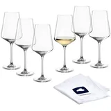 LEONARDO HOME Weißweingläser PUCCINI (6er Set) inkl. Poliertuch Kratzfeste Weingläser (560 ml) • Spülmaschinenfest & Langlebig • Zeitlose Gläser für Weißwein • Weißwein-Glas Puccini • 040977