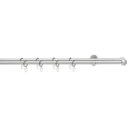 Gardinenstange GOOD LIFE "BOLA" Gr. 2, grau (chromfarben), L:170cm Ø:16mm, Metall, Kunststoff, Gardinenstangen, mit Ringen