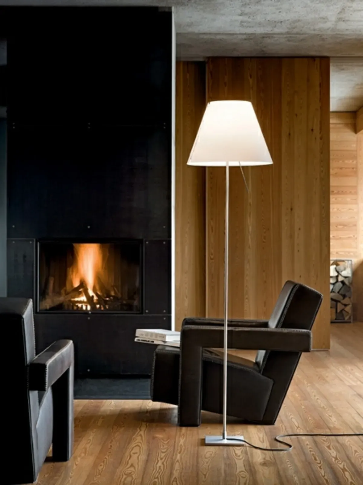 Stehleuchte Luceplan, Schwarz, für Wohnzimmer, Aluminium