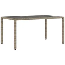 vidaXL Gartentisch mit Glasplatte Grau 150x90x75 cm Poly Rattan