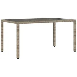 vidaXL Gartentisch mit Glasplatte Grau 150x90x75 cm Poly Rattan
