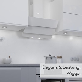Wiggo B643 Dunstabzugshaube 60cm kopffrei I Abluft Umluft Dunstabzug 615m3/h - Touch-Display 4 Stufen I Energieeffizienzklasse B Schräghaube inkl...