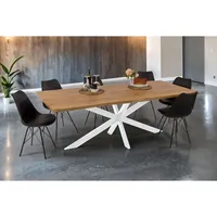 Möbelliebling Esstisch Baumkante Holz-Optik Wildeiche 220 x 100 Spider-Gestell