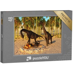 puzzleYOU Puzzle Brachiosaurus-Eltern und Dino-Eier, 48 Puzzleteile, puzzleYOU-Kollektionen Dinosaurier, Tiere aus Fantasy & Urzeit