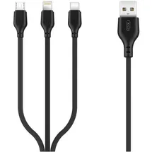 Wisam® USB-A auf USB-C/Micro-USB/Lightning 1 m Schwarz