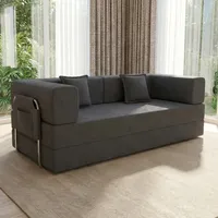 DATO Schlafsofa Bodensofa Bed mit Pillow Back Support Armrest Modulares Boneless Cordstoff Sofa Bettkasten Schlafsofa für Wohnzimmer Ecksofa freistehend (S5682)