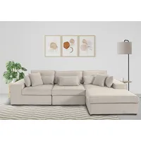 Ecksofa RAUM.ID "Florid L-Form", beige, B:280cm H:75cm T:162cm, Baumwollmix (60% Baumwolle/40% Leinen), Struktur fein (100% Polyester), Samtoptik (100% Polyester), Samtvelours (100% Polyester), Struktur (100% Polyester), Struktur recycelt (100% recyceltes Polyester), Sofas, 3 Teile, bestehend aus Modulen, viele Bezugsqualitäten, auch in Cord
