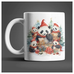 WS-Trend Tasse Weihnachten Panda Kaffeetasse Teetasse, Keramik, Geschenkidee 330 ml bunt