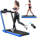 Costway 2 In 1 Klappbares Walking Pad & Laufband  App-kontrolliert  Bluetooth  Led Display  1-12 Km/h  Bis 120kg Belastbar  Inkl. Handyhalterung,  Blau