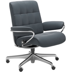 STRESSLESS Bürostuhl London Office Low Back Leder Blau Batick Atlantic Blue