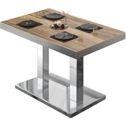 BM | Bistrotisch | B:T:H 120 x 70 x 77 cm | Sheesham / Edelstahl | Rechteckig | Edelstahl Rand